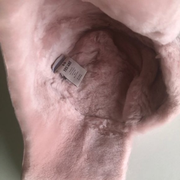 UGG KIDS LEATHER & REAL SHEARLING TRAPPER HAT AND MITTENS SET. SHEEPSKIN - Picture 11 of 16